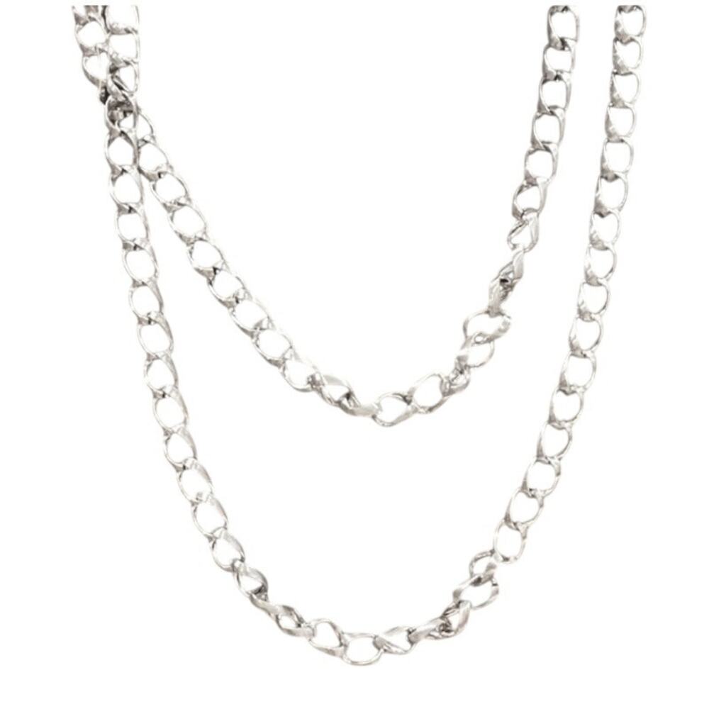 Vintage VTG Monet Silver-Tone Chain Necklace Belt 54" Costume Jewelry 4oz EUC